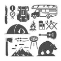 Camping vector black and white icons