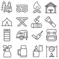 Camping vector icon set. hike illustration sign collection. tourism symbol or logo. Royalty Free Stock Photo