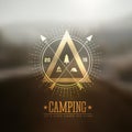 Camping vector labels with blured background