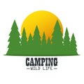 Camping wild life with forest scene