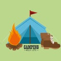 Camping wild life with tent
