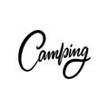 Camping word. Black color text. Modern lettering phrase. Vector illustration. Isolated on white background Royalty Free Stock Photo