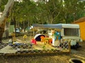 campinng tent forest caravan trailer