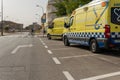 Two ambulances parked in the street Royalty Free Stock Photo