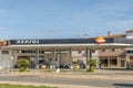 Gas station of the Spanish company Repsol in the Majorcan town of Campos