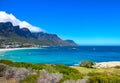 Camp`s Bay Beach and the twelve apostles mountain range in Cape Town, South Africa Royalty Free Stock Photo