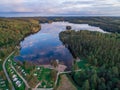 campsite camping caravan by lake Ragnerudssjoen in Dalsland Sweden beautiful nature forest pinetree Royalty Free Stock Photo