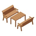 Campsite furniture icon isometric vector. Camping scene Royalty Free Stock Photo