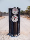 Campsite gate with marked opening and closing time