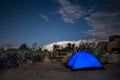 Lighted tent at campsite Royalty Free Stock Photo