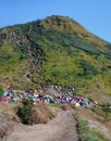 Campsite, on Mount Merbabu, Indonesia. there are lots of colorful tents