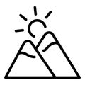 Campsite mountains icon, outline style