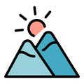 Campsite mountains icon vector flat