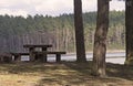 Campsite near lake, Nemencine, Lithuania Royalty Free Stock Photo