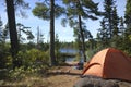 Campsite overlooking Boundary Waters lake in Minnesota