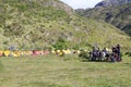 Campsite at the Paine Grande hut in Torres del Paine National Park, Magallanes Region, southern Chile