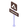 Campsite road sign icon isometric vector. Camp tent Royalty Free Stock Photo