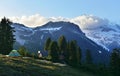 Campsite and shelter with Garibaldi Mountain in the background Royalty Free Stock Photo