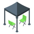 Campsite tent icon isometric vector. Camp scene Royalty Free Stock Photo