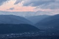 Campulung and Iezer-Papusa mountain in the evening Royalty Free Stock Photo