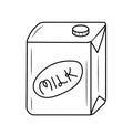 Milk box line icon, simple milk packaging and dishes