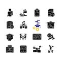 Campus life black glyph icons set on white space