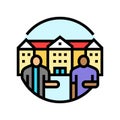 campus life college teacher color icon vector illustration