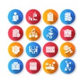 Campus life flat design long shadow glyph icons set Royalty Free Stock Photo