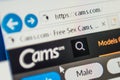 Cams.com Web Site. Selective focus.