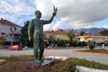 Camyuva, Turkey - February 1, 2022: Monument to Ataturk in Camyuva, a popular tourist resort near Kemer in Antalya region, Turkey