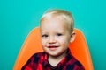He can be a happy adult tomorrow. Small baby boy with adorable face. Small child. Cute child boy. Early childhood Royalty Free Stock Photo