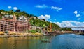 Scenic view of Omkareshwar Jyotirlinga Temple on the banks of Narmada river in Madhyapradesh, India