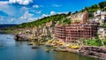 Scenic view of Omkareshwar Jyotirlinga Temple on the banks of Narmada river in Madhyapradesh, India