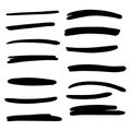 Handmade Set of Underline Strokes. Vector strokes in grunge marker style.