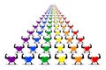 Colorful healthy hearts marching and parading in rows. LGBT rainbow colors isolated on white transparent background.