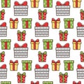 Christmas seamless pattern with different gift boxes. Royalty Free Stock Photo