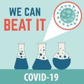 `We can beat it `-coronavirus optimistic message. Covid-19 poster.