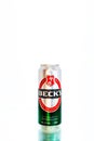 Can of Beck`s or Becks beer in Bucharest, Romania, 2021