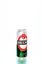 Can of Beck`s or Becks beer in Bucharest, Romania, 2021