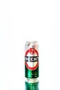 Can of Beck`s or Becks beer in Bucharest, Romania, 2021