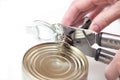 Can with can opener hand