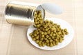 Can with canned, tinned peas, Royalty Free Stock Photo