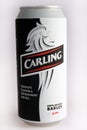 A can of Carling lager shot against a white studio background