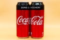 Can of Coca Cola with water droplets. Royalty Free Stock Photo