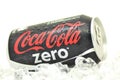 Can of Coca-Cola Zero drink on ice. Royalty Free Stock Photo