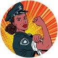 We can do it black police woman African American pop art avatar Royalty Free Stock Photo