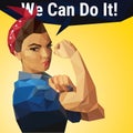 We Can Do It. Woman's symbol of female power and industry made with polygons Royalty Free Stock Photo