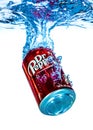 Can of Dr Pepper Cherry Vanilla soft drink in water.