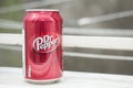 Can of Dr Pepper soft drink on the window sill