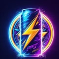 a can of energy drink with neon lightning